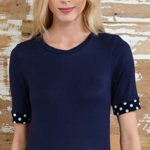 Navy polka dot tee